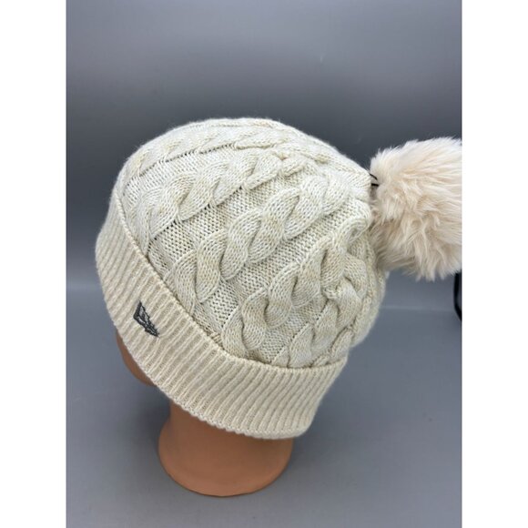 Minnesota Twins MLB New Era Womens Ivory Cable Knit Beanie Pom Cap - Picture 4 of 6